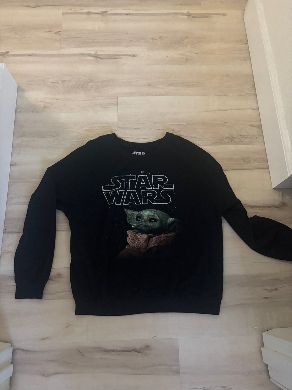 Star Wars Men’s Black Crewneck Sweater with Grogu Graphic